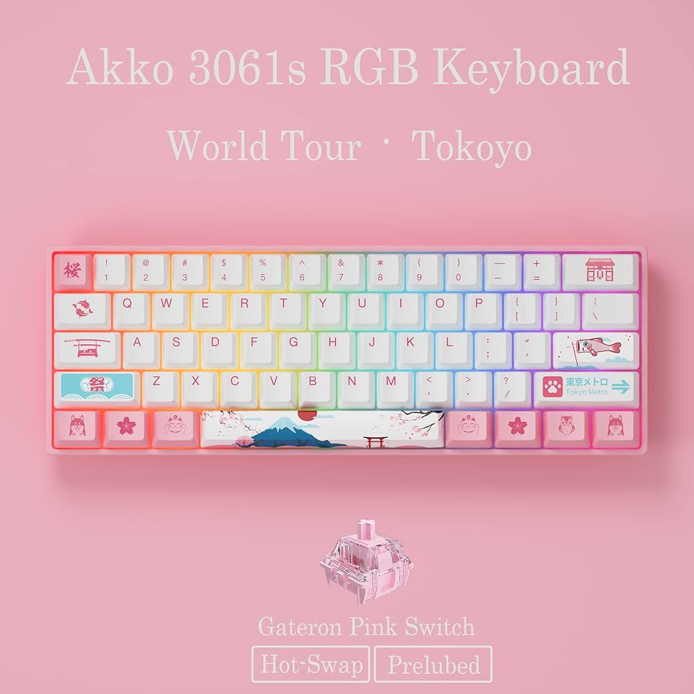 Amazon.com: Akko World Tour Tokyo 3061S 60% Pink Wired